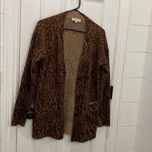 Cheetah print cashmere button up cardigan
